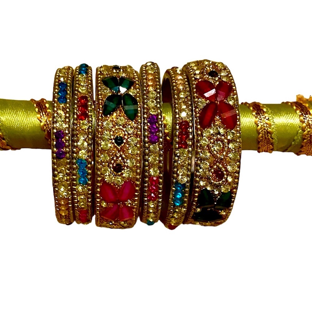 Jeweled Indian Bangle Bracelet Set (child, set of 6)